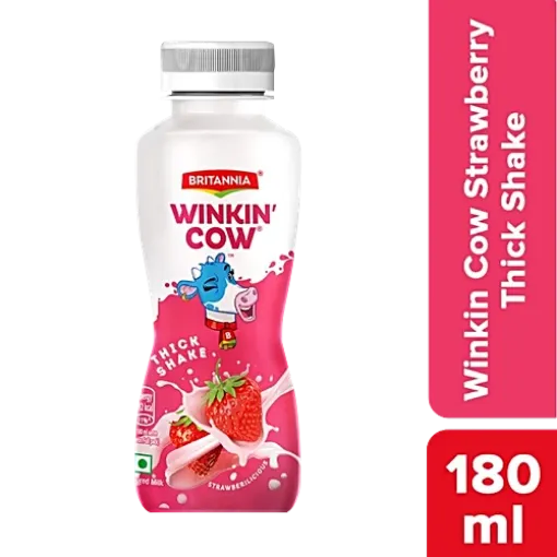 Picture of Britannia Winkin Cow Thick Milkshake Strawberry Pet Bottle, 180 Ml