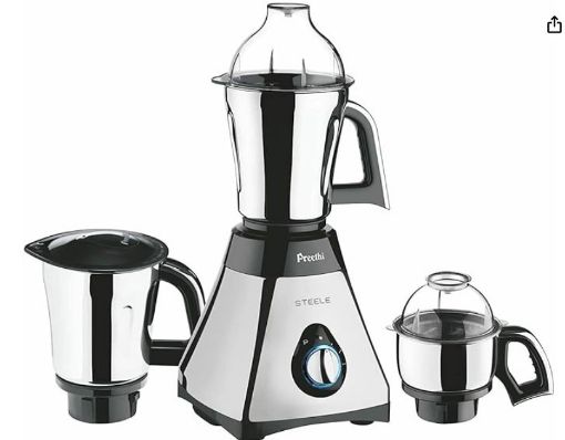 Picture of Preethi Steele 3-Jar Mixer Grinder, 550-Watt, Silver