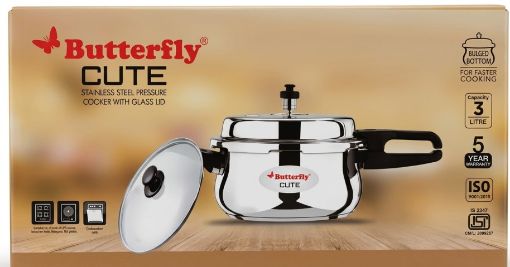 Picture of Stainless Steel Pressure Cooker With Glass Lid (Butterfly) 3 L